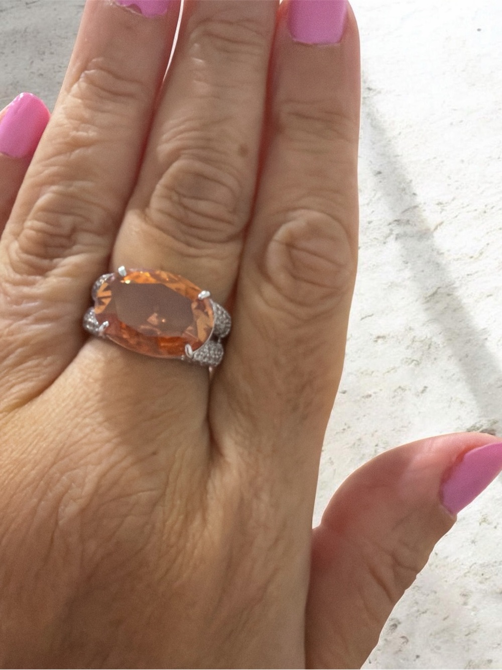 Elegant Oval brown Gemstone Cocktail Ring - Women Jewelry